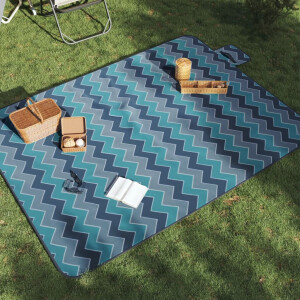 vidaXL Picknickkleed opvouwbaar golven 200x150 cm fluweel blauw