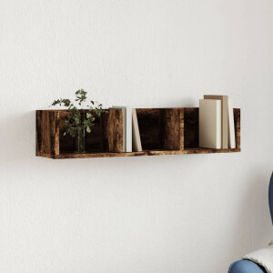 vidaXL Wandkast 75x18x16,5 cm bewerkt hout gerookt eikenkleurig