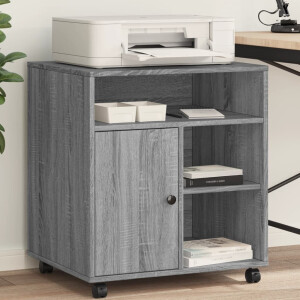 vidaXL Printerkastje met wielen 60x50x67 cm grijs sonoma eikenkleur