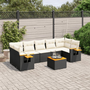 vidaXL 8-delige Loungeset met kussens poly rattan zwart