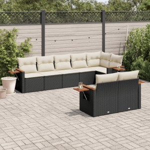 vidaXL 8-delige Loungeset met kussens poly rattan zwart