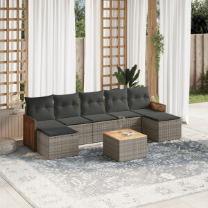 vidaXL 8-delige Loungeset met kussens poly rattan grijs