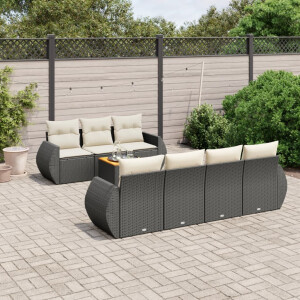 vidaXL 8-delige Loungeset met kussens poly rattan zwart