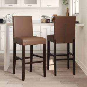 vidaXL Barstoelen 2 st massief rubberhout en kunstleer