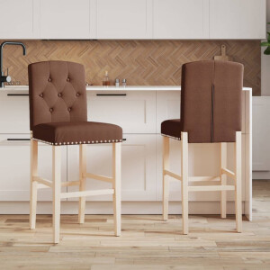 vidaXL Barstoelen 2 st massief rubberhout en stof