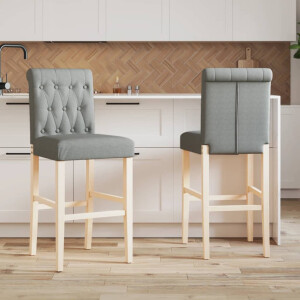 vidaXL Barstoelen 2 st massief rubberhout en stof