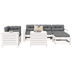 vidaXL 7-delige Loungeset massief grenenhout wit