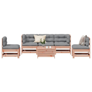 vidaXL 6-delige Loungeset met kussens massief douglashout