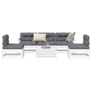 vidaXL 6-delige Loungeset massief grenenhout wit