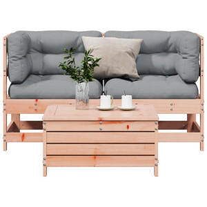 vidaXL 3-delige Loungeset met kussens massief douglashout