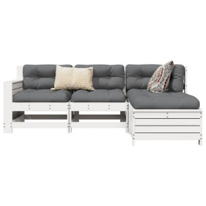 vidaXL 4-delige Loungeset massief grenenhout wit