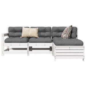 vidaXL 4-delige Loungeset massief grenenhout wit