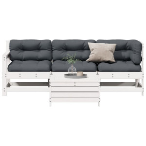 vidaXL 4-delige Loungeset met kussens massief grenenhout