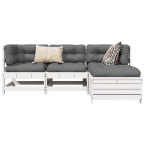 vidaXL 4-delige Loungeset massief grenenhout wit