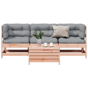 vidaXL 4-delige Loungeset met kussens massief douglashout