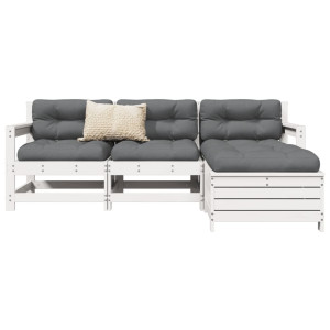 vidaXL 4-delige Loungeset massief grenenhout wit