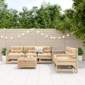 vidaXL 6-delige Loungeset met kussens massief grenenhout