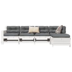 vidaXL 5-delige Loungeset massief grenenhout wit