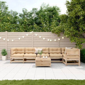 vidaXL 7-delige Loungeset met kussens massief grenenhout