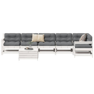 vidaXL 7-delige Loungeset massief grenenhout wit