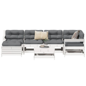 vidaXL 7-delige Loungeset massief grenenhout wit