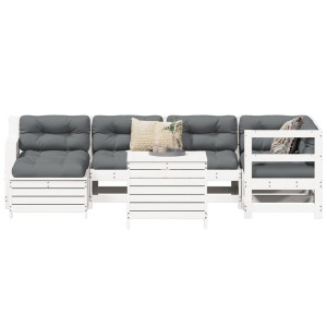 vidaXL 7-delige Loungeset massief grenenhout wit