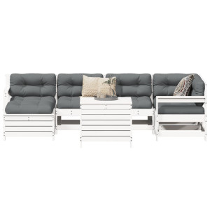 vidaXL 7-delige Loungeset massief grenenhout wit