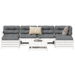 vidaXL 7-delige Loungeset massief grenenhout wit