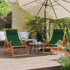 vidaXL Strandstoelen 2 st inklapbaar stof groen