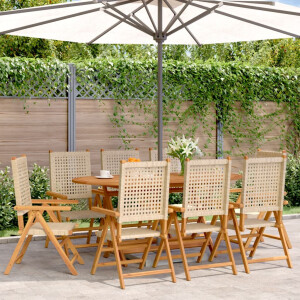 vidaXL Tuinstoelen 8 st poly rattan en massief hout beige