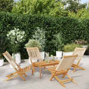 vidaXL Tuinstoelen 4 st inklapbaar massief acaciahout beige
