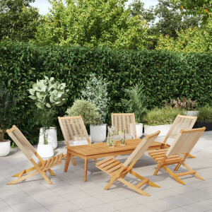 vidaXL Tuinstoelen 6 st inklapbaar massief acaciahout beige