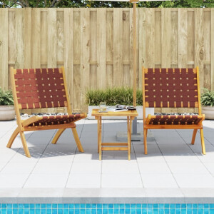 vidaXL Tuinstoelen 2 st inklapbaar met tafel massief hout rood