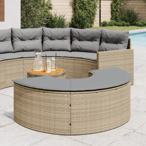 vidaXL Tuinvoetenbank met kussen poly rattan beige