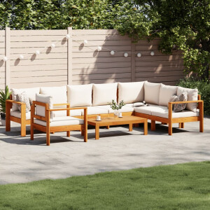 vidaXL 6-delige Loungeset met kussens massief acaciahout