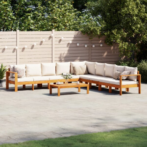 vidaXL 6-delige Loungeset met kussens massief acaciahout