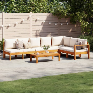 vidaXL 5-delige Loungeset met kussens massief acaciahout