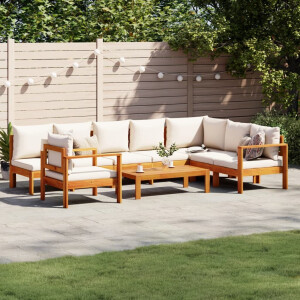 vidaXL 6-delige Loungeset met kussens massief acaciahout