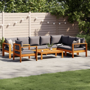 vidaXL 6-delige Loungeset met kussens massief acaciahout