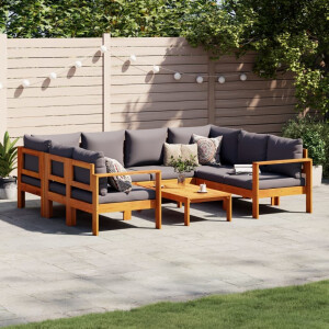 vidaXL 6-delige Loungeset met kussens massief acaciahout