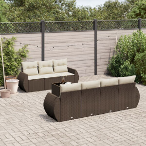 vidaXL 8-delige Loungeset met kussens poly rattan bruin