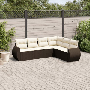 vidaXL 6-delige Loungeset met kussens poly rattan bruin