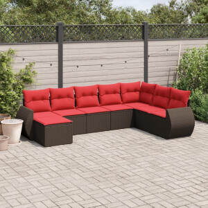 vidaXL 8-delige tuinbankset met kussens, bruin polyrotan