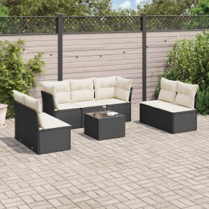 vidaXL 8-delige Loungeset met kussens poly rattan zwart