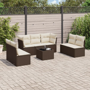 vidaXL 8-delige Loungeset met kussens poly rattan bruin