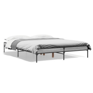 vidaXL Bedframe bewerkt hout metaal grijs sonoma eiken 140x200 cm