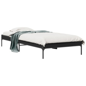 vidaXL Bedframe bewerkt hout en metaal zwart 90x190 cm