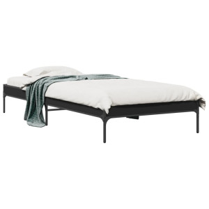 vidaXL Bedframe bewerkt hout en metaal zwart 75x190 cm