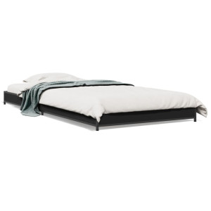 vidaXL Bedframe bewerkt hout en metaal zwart 90x190 cm