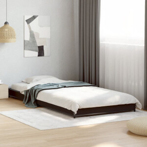 vidaXL Bedframe bewerkt hout en metaal zwart 90x190 cm